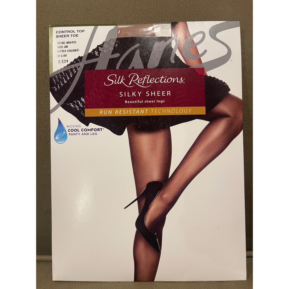 Hanes Silk Reflections Silky Sheer Control Top Pantyhose Little Color AB Q0A925